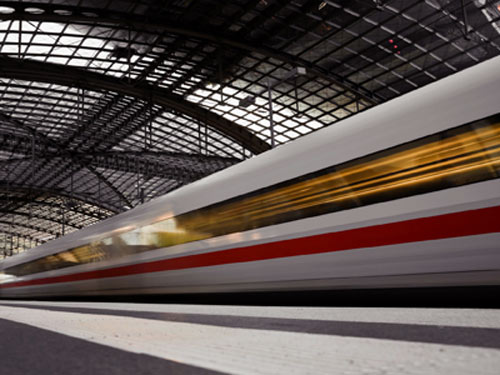 Train travelling at speed