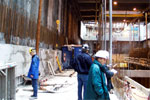 Contractors working on a rail project