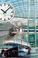 Sub-master and master clock set up in a train station