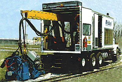 Phootasl machine during flash butt welding